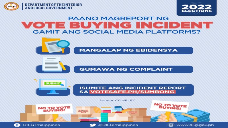 DILG hinikayat ang publiko na i-report ang mga insidente ng vote buying