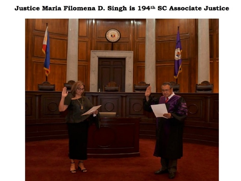 Justice Maria Filomena Singh nanumpa sa puwesto bilang bagong SC justice