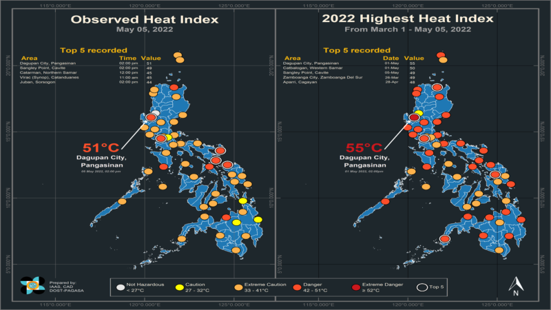 Siyam na lugar sa bansa nakapagtala ng delikadong antas ng Heat Index