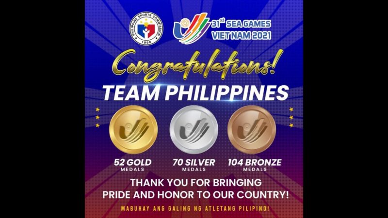 Kampanya ng Pilipinas sa SEA Games nagtapos sa 52 gintong medalya