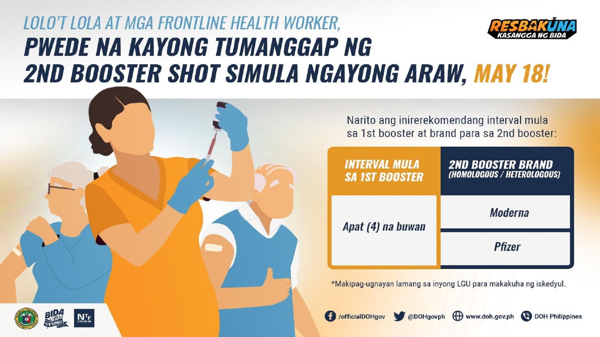 Senior citizens, frontline health worker puwede nang tumanggap ng 2nd booster shot ng COVID-19 vaccine