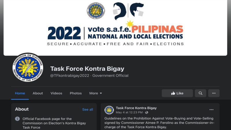 Task Force Kontra Bigay FB page, inilunsad ng Comelec