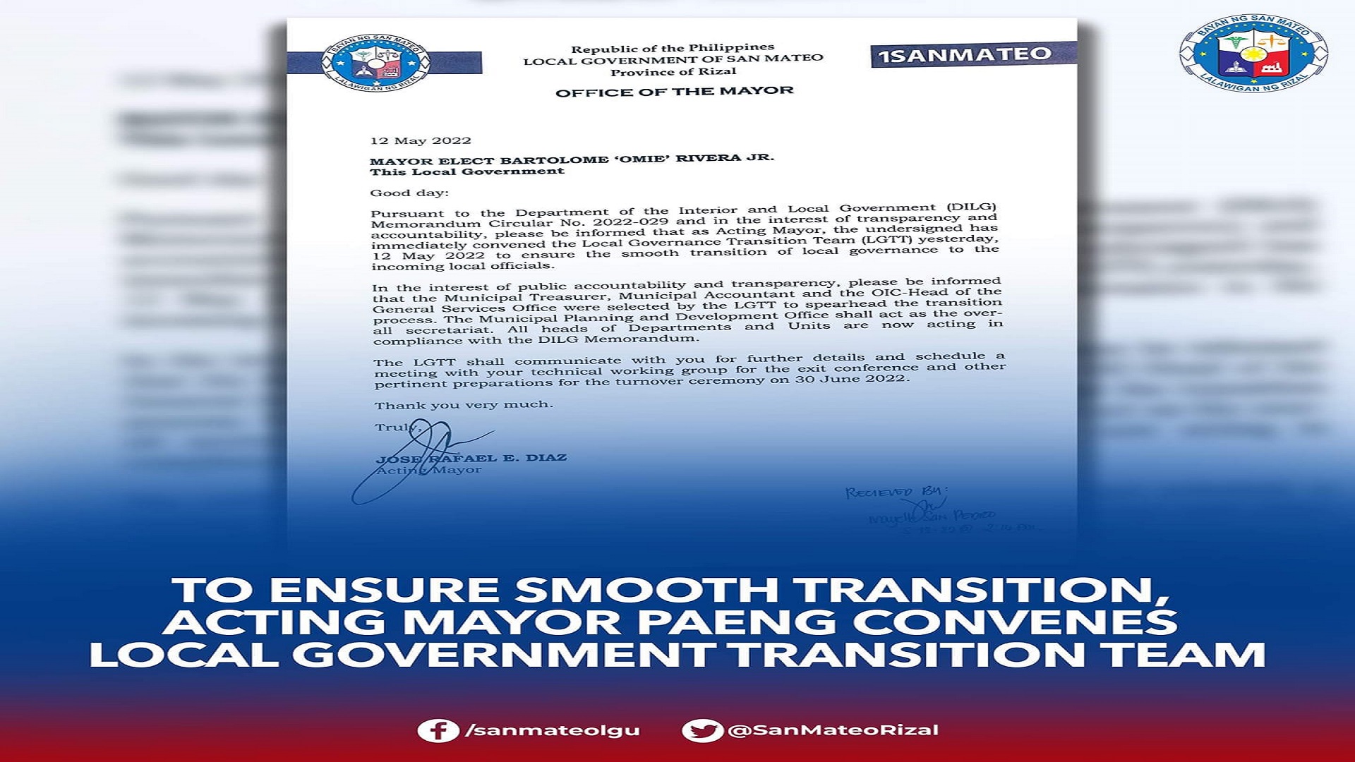 LGU ng San Mateo, Rizal handa na sa transition para sa magiging susunod na alkalde ng bayan