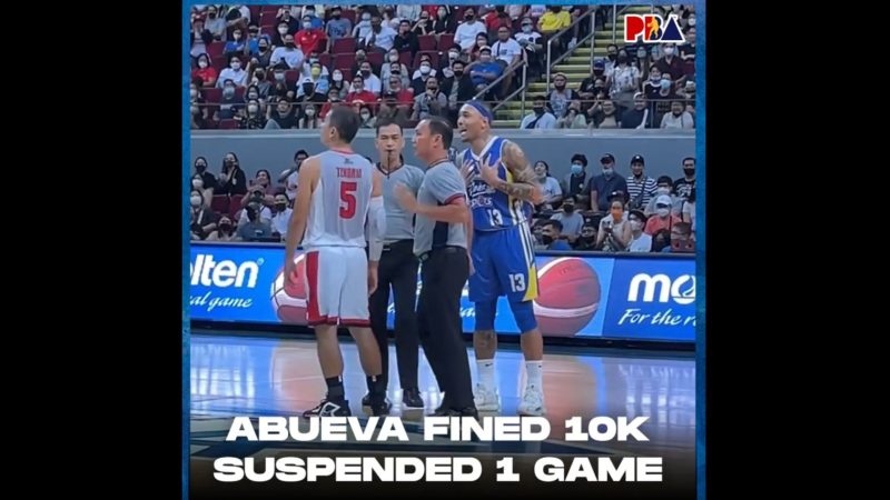 Calvin Abueva pinagmulta at pinatawan ng one-game suspension ng PBA