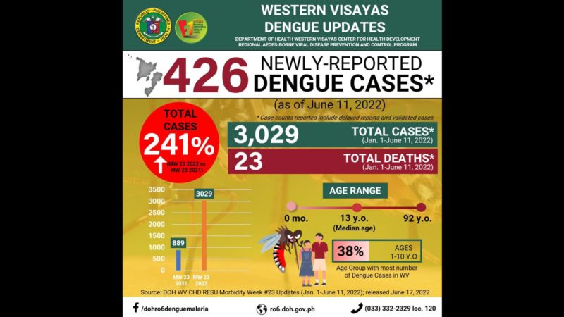 Naitalang kaso ng dengue sa Western Visayas tumaas ng 241 percent