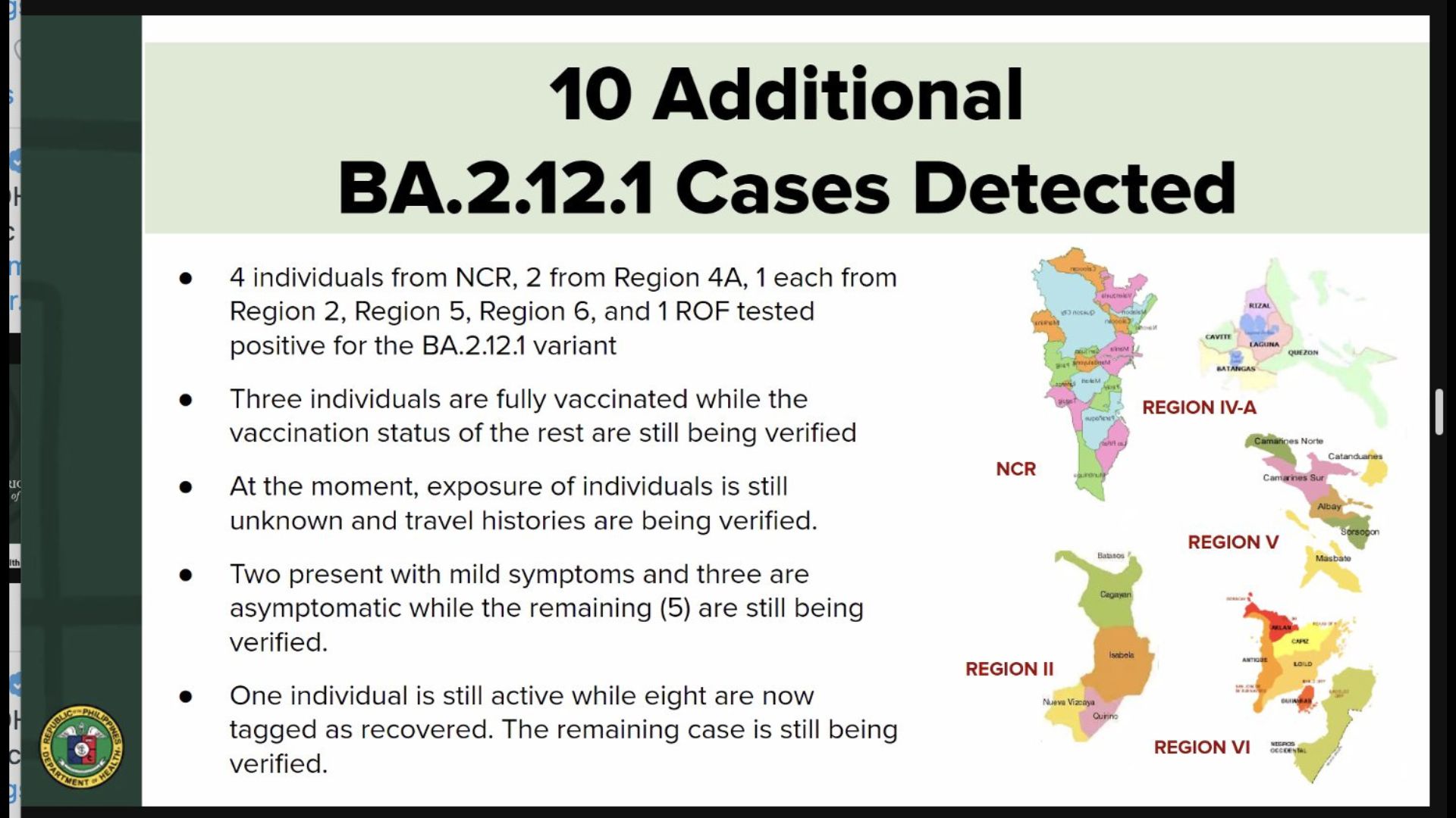 DOH nakapagtala ng 16 na bagong kaso ng Omicron subvariants