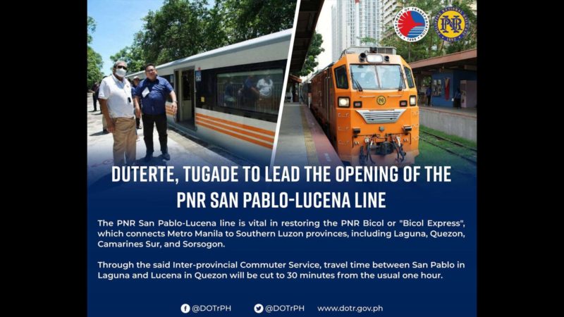 San Pablo-Lucena line ng PNR muling magbubukas