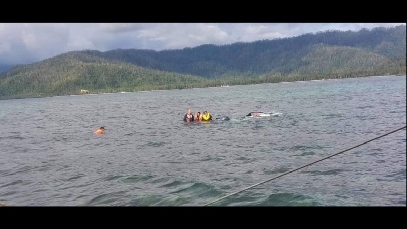 Speedboat bumaligtad sa San Vicente, Palawan; dalawang sakay nailigtas ng Coast Guard