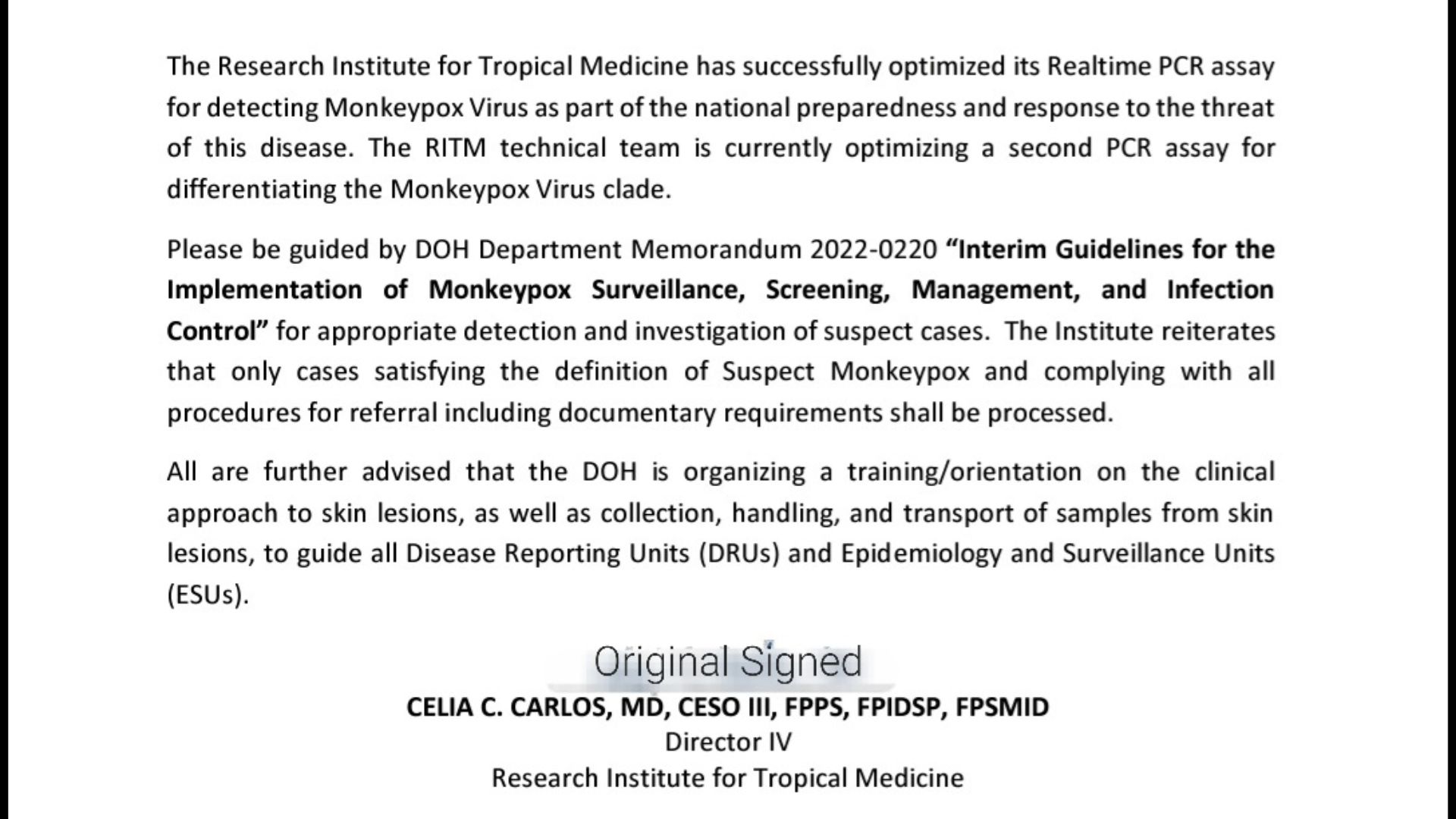 RITM may kakayahan nang maka-detect ng kaso ng monkeypox