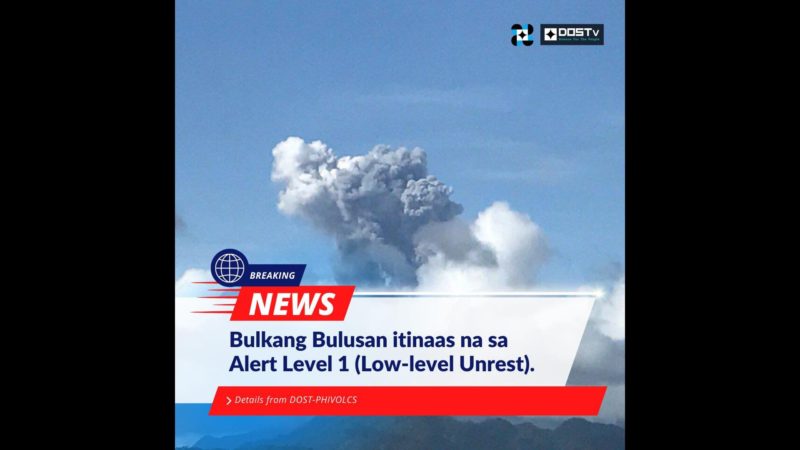 Mt. Bulusan sa Sorsogon pumutok; Alert level 1 itinaas ng Phivolcs