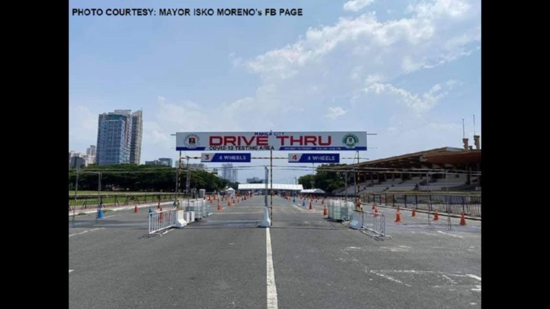 Drive-thru COVID-19 vaccination at testing center sa Quirino Grandstand isinara na