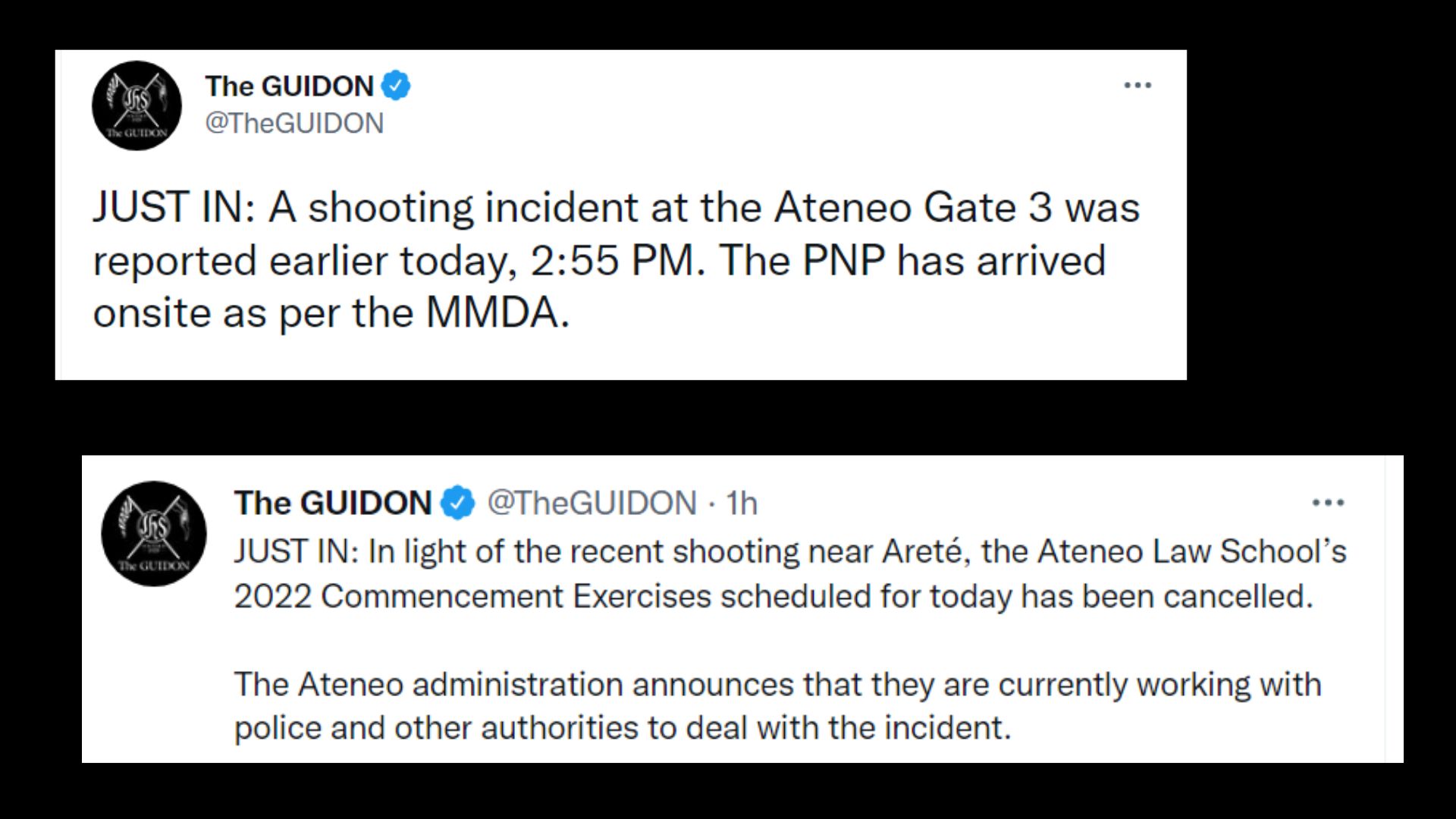 Tatlo patay sa insidente ng pamamaril sa Ateneo; ex-mayor ng Basilan kabilang sa nasawi