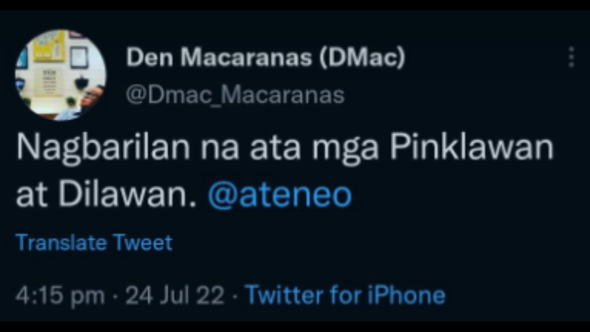 Tweet ng desk editor ng PTV matapos ang insidente ng pamamaril sa Ateneo, pinaiimbestigahan ng Malakanyang