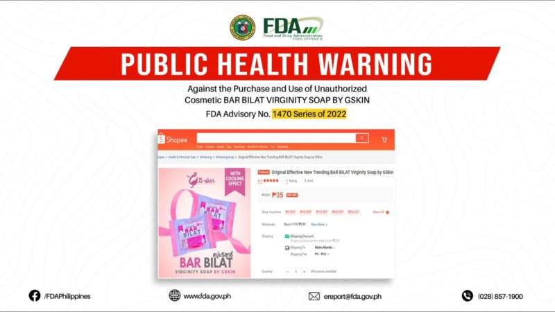 FDA nagbabala sa publiko sa ibinebentang “virginity soap” online