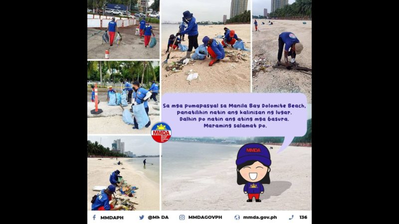 Sako-sakong basura nahakot ng MMDA sa Manila Bay Dolomite Beach