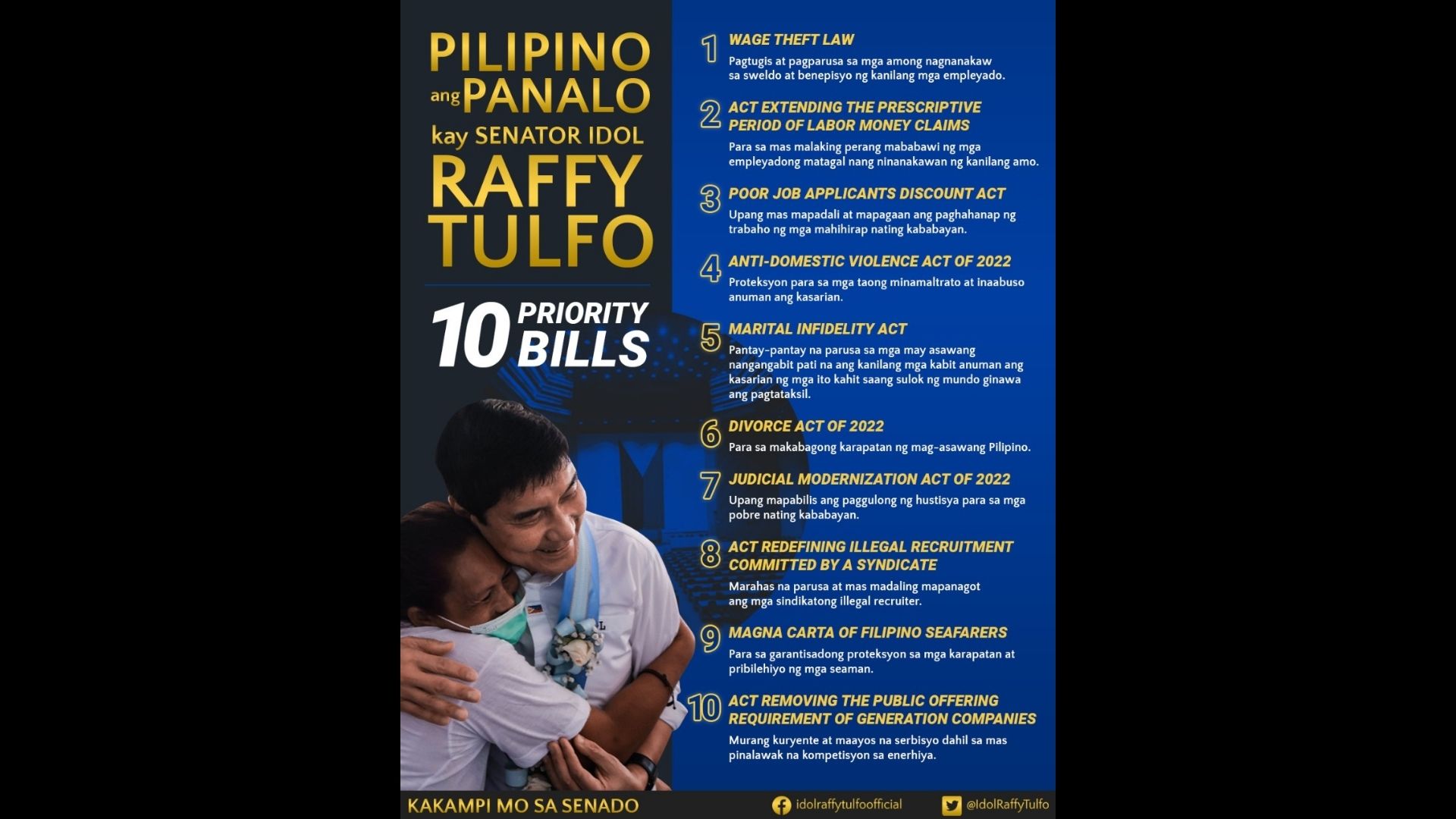 Divorce Act at Marital Infidelity Act kabilang sa mga panukalang batas na inihain ni Sen. Raffy Tulfo