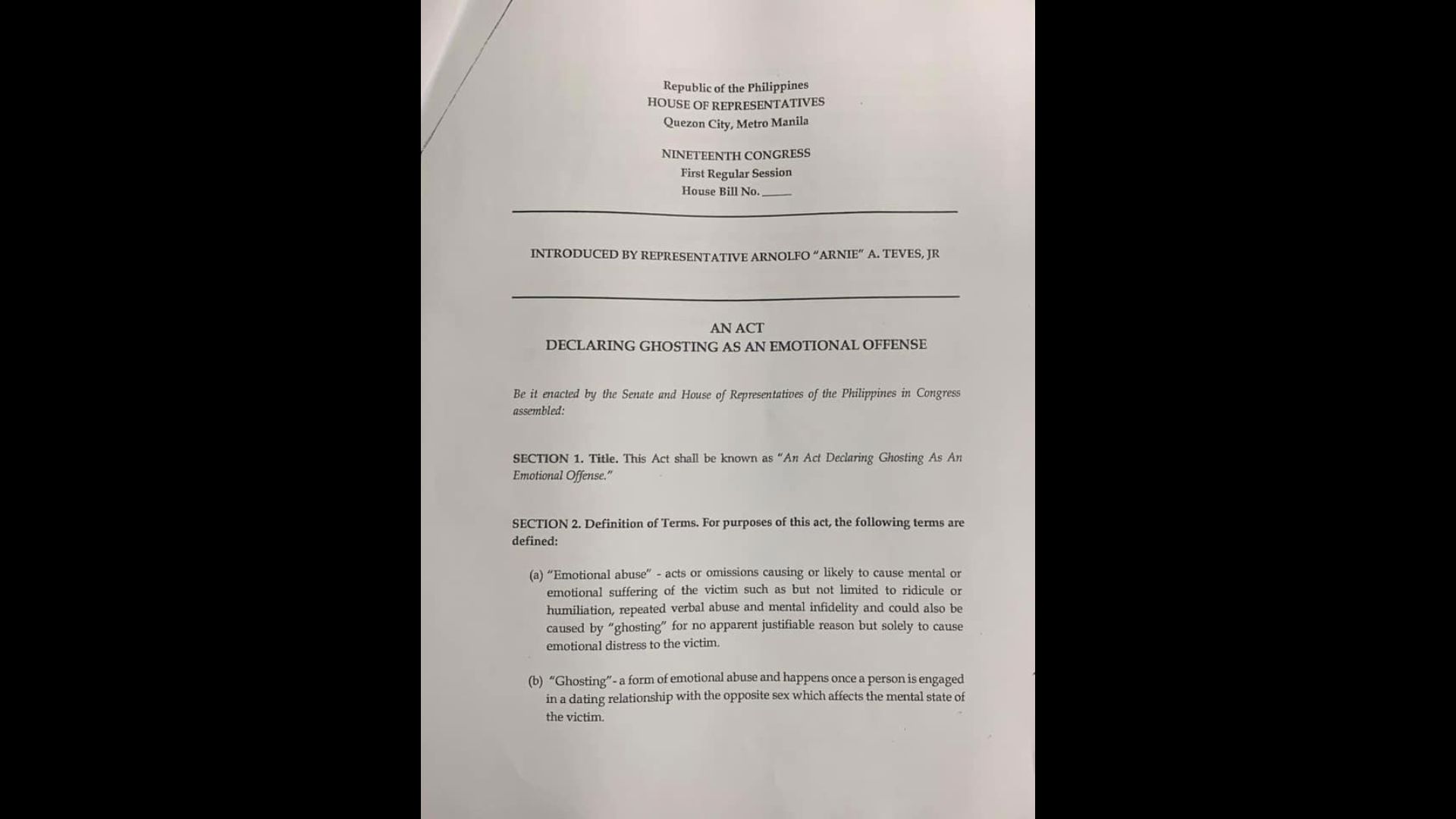 “Ghosting” ipinadedeklarang emotional offense ng isang kongresista