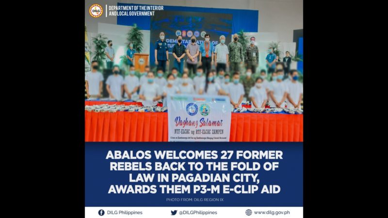 27 dating mga rebelde nakinabang sa P3M halaga ng E-CLIP aid