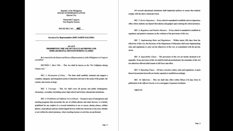 “No Cellphone During Classes Act” inihain sa Kamara