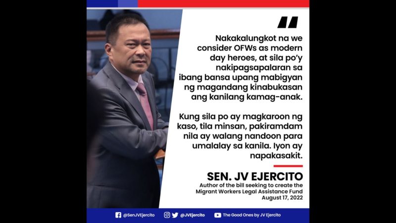 Panukalang batas na lilikha sa Migrant Workers Legal Assistance Fund muling ihahain sa Senado