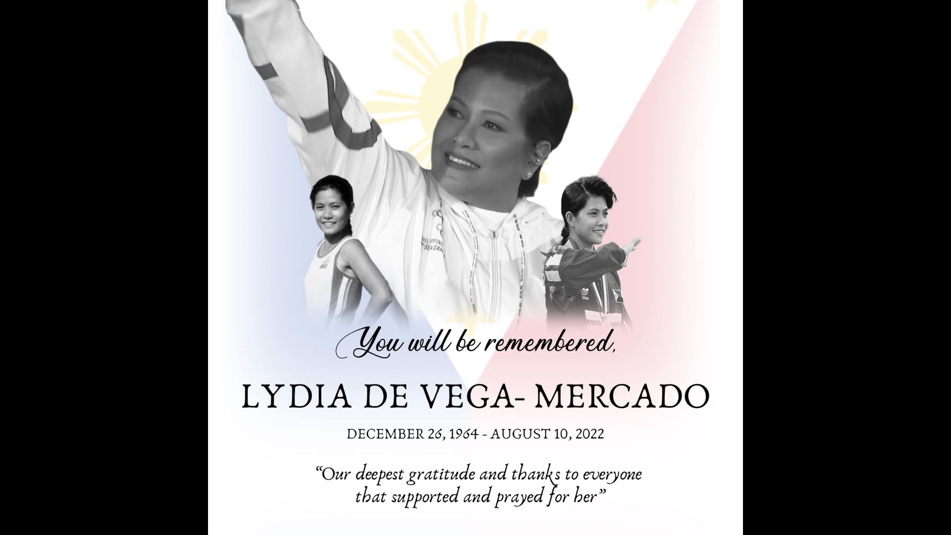 Lydia De Vega-Mercado pumanaw sa edad na 57