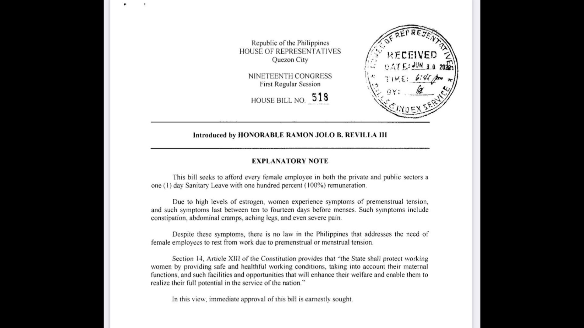 Panukalang batas na magbibigay ng 1-day menstruation leave para sa mga babae inihain sa Kamara