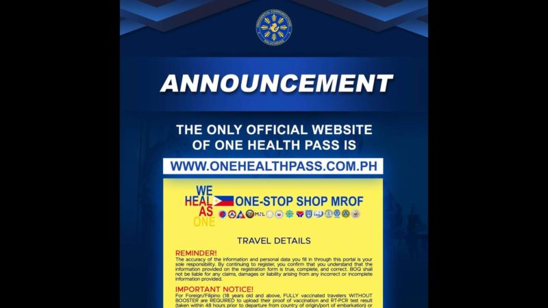 DOH muling nagpaalala sa mga biyahero hinggil sa One Health Pass