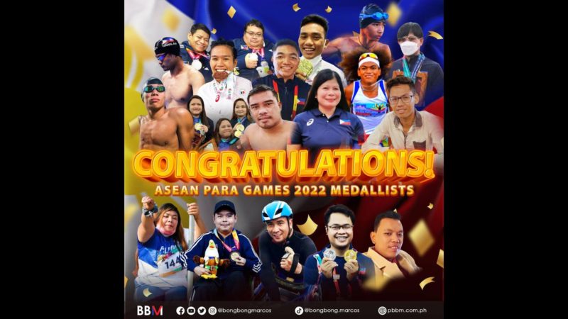 Mga atletang Pinoy na lumahok sa katatapos lang na 11th ASEAN Para Games binati ni Pangulong Marcos