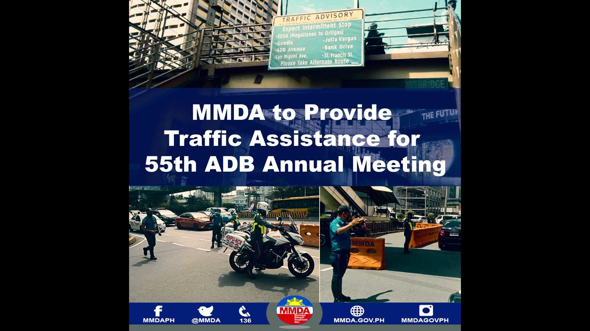 500 tauhan ipakakalat ng MMDA para sa idaraos na 55th Asian Development Bank Annual Meeting