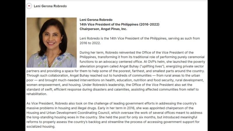 Dating Vice President Leni Robredo napabilang sa “Hauser Leaders for the Fall 2022 semester” ng Harvard