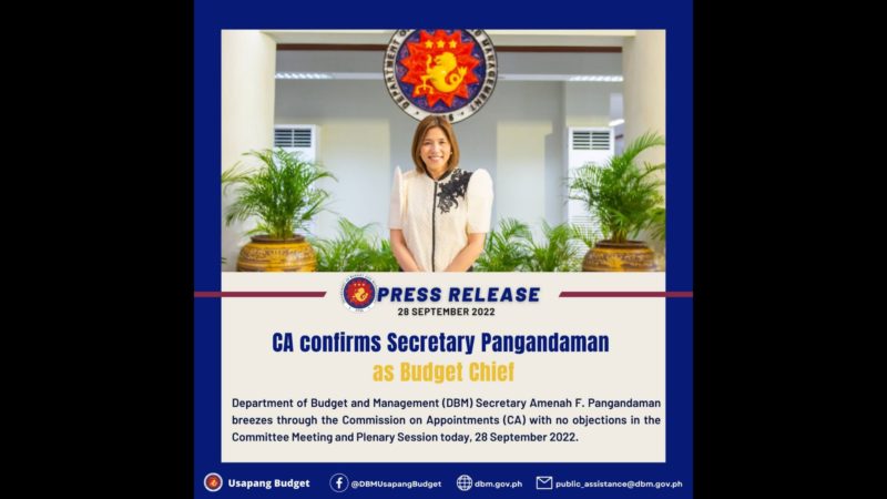 Budget Secretary Pangandaman kumpirmado na ng CA