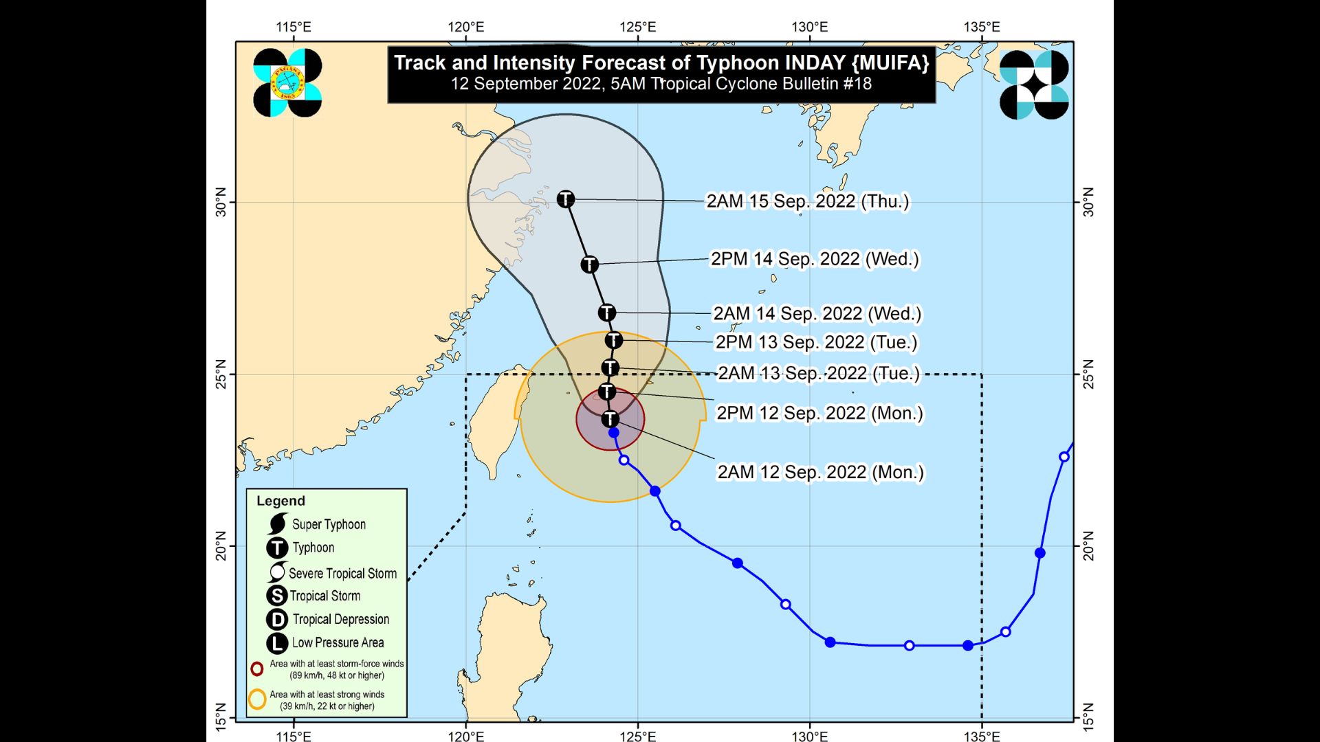 Typhoon Inday bahagyang humina habang papalapit sa Southern Japan