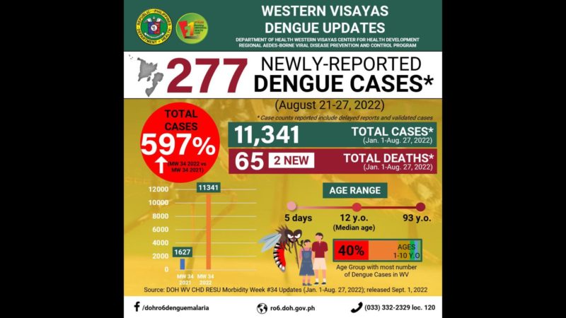 Naitalang kaso ng dengue sa Western Visayas tumaas ng 597 percent