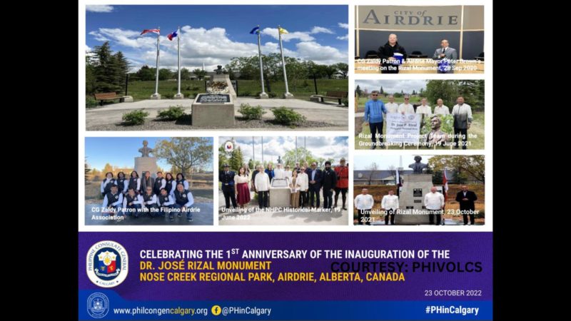 Anibersaryo ng pagtatayo ng Dr. Jose Rizal Monument sa Alberta, Canada ginunita ng mga Pinoy