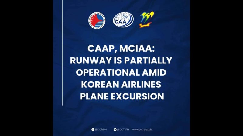 Operasyon ng Cebu Airport partial lang muna matapos mag-overshoot ang eroplano ng Korean Airlines