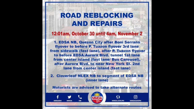 DPWH magsasagawa ng road reblocking at repairs sa ilang lansangan sa Metro Manila