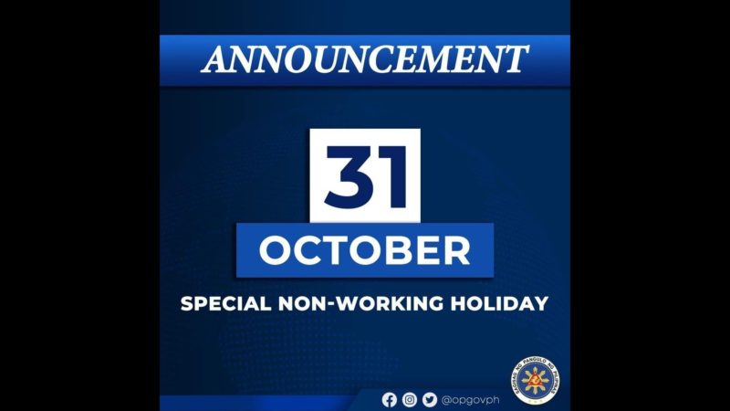 Oct. 31 idineklara bilang special non-working holiday ni Pangulong Marcos