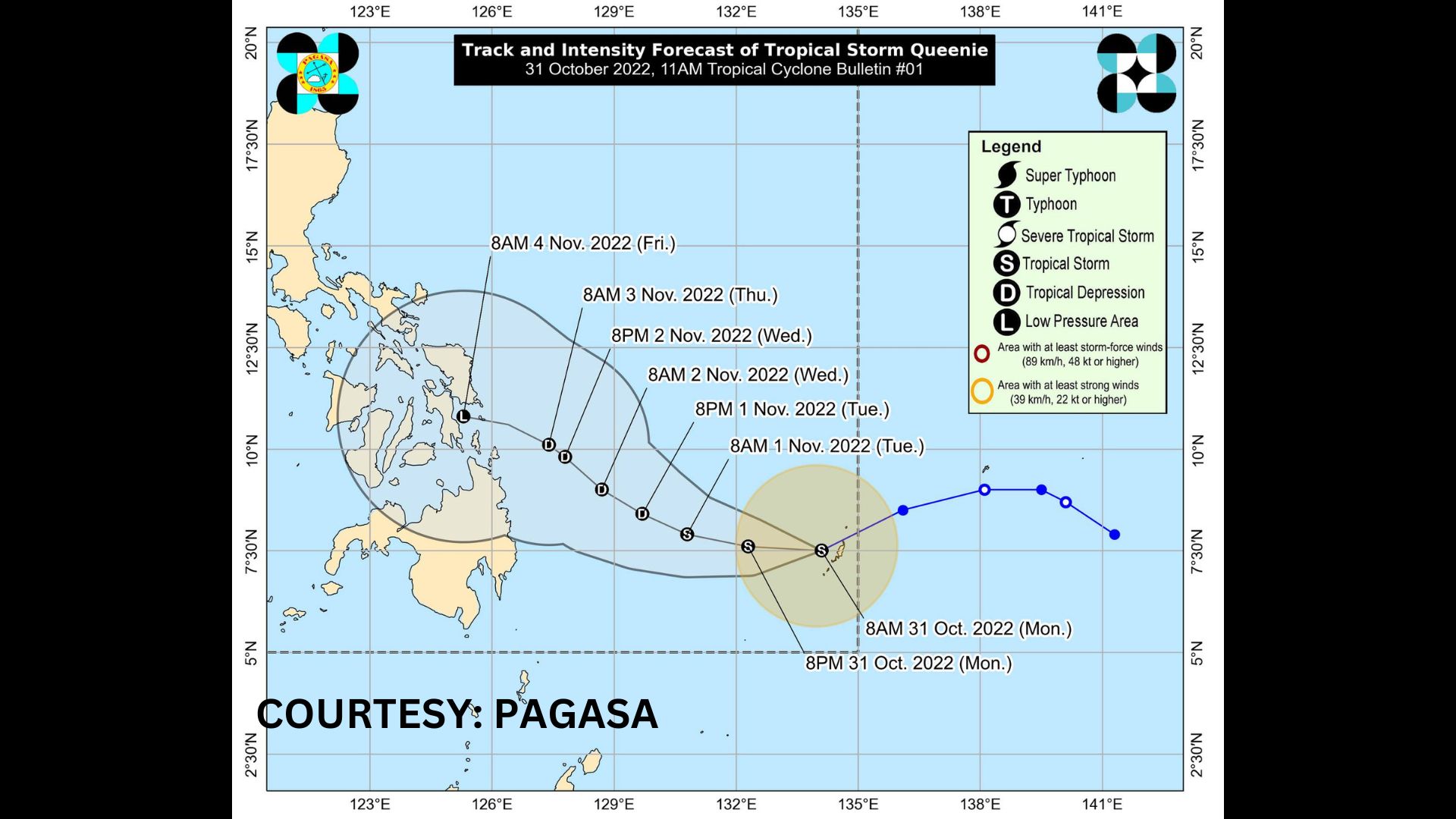 Bagyong Queenie lumakas pa isa nang tropical storm ayon sa PAGASA