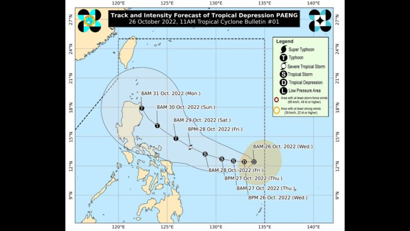 LPA sa Eastern Visayas naging ganap nang bagyo; pinangalanang “Paeng” ng PAGASA