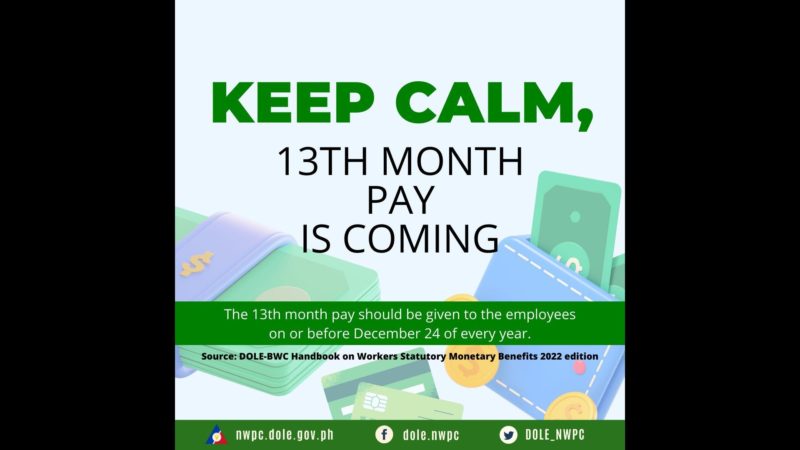 13th month pay ng mga empleyado dapat maibigay bago mag-Dec. 24