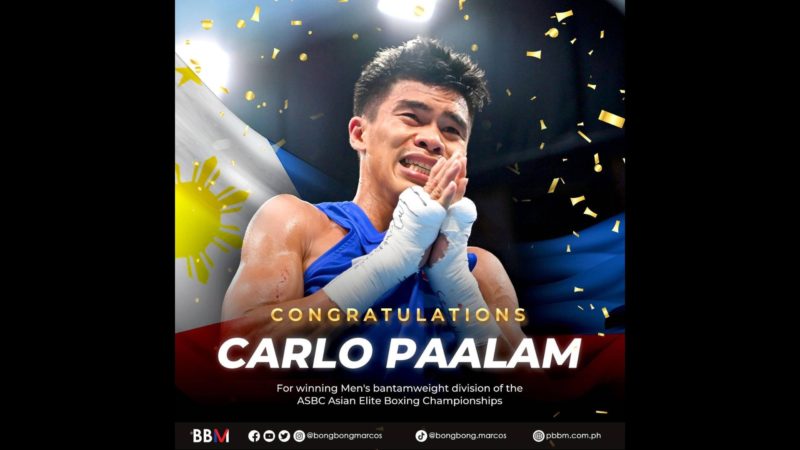 Pangulong Marcos binati ang Pinoy boxer na si Carlo Paalam sa tagumpay sa Asian Elite Boxing Championship