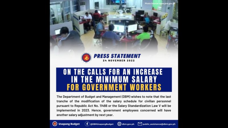 Huling tranche ng dagdag sahod ng government workers sa ilalim ng Salary Standardization Law ipatutupad sa susunod na taon