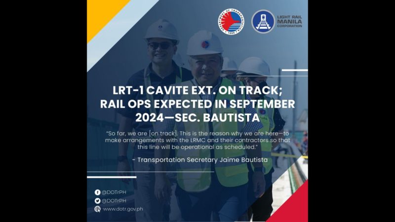 LRT-1 Cavite Extension matatapos sa Sept. 2024