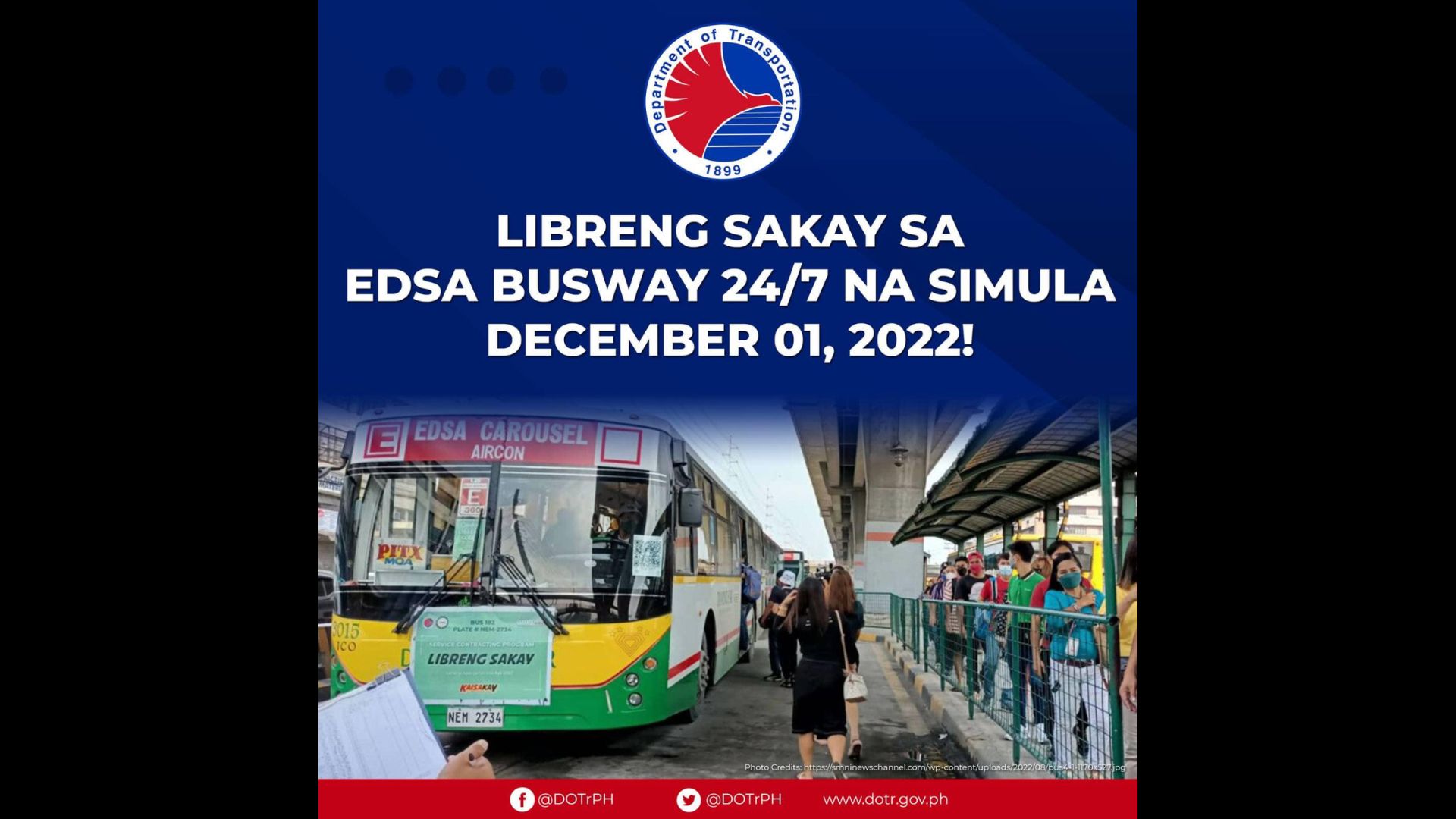 Libreng Sakay sa EDSA Busway gagawing 24/7 simula sa Dec. 1