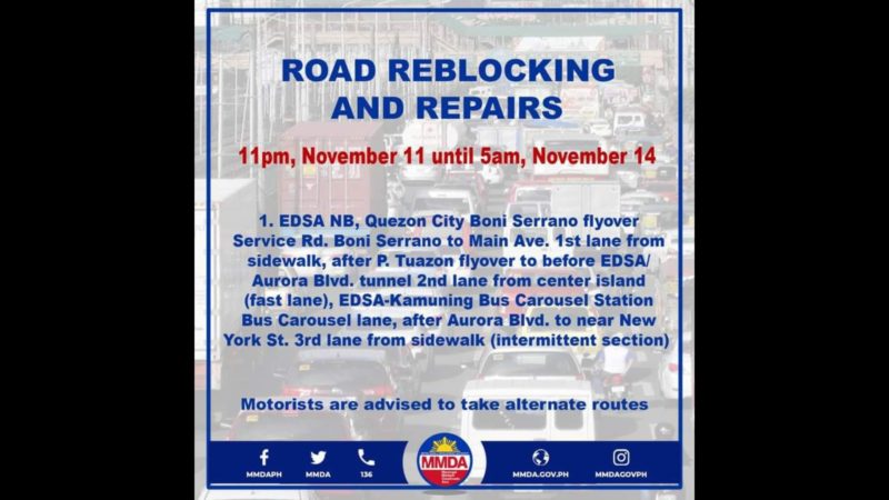 DPWH magsasagawa ng weekend road reblocking