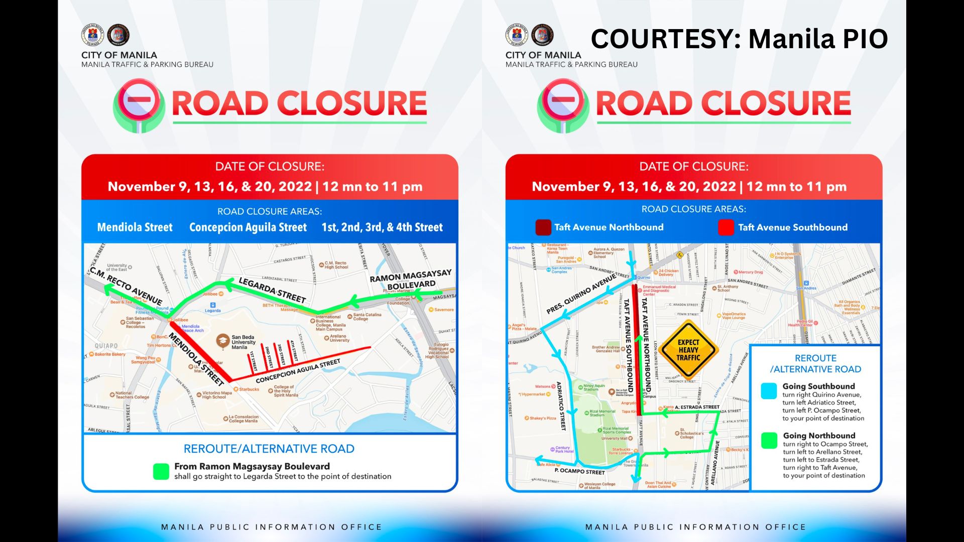 Road closure ipatutupad sa ilang bahagi ng Maynila para sa pagdaraos ng Bar Exams