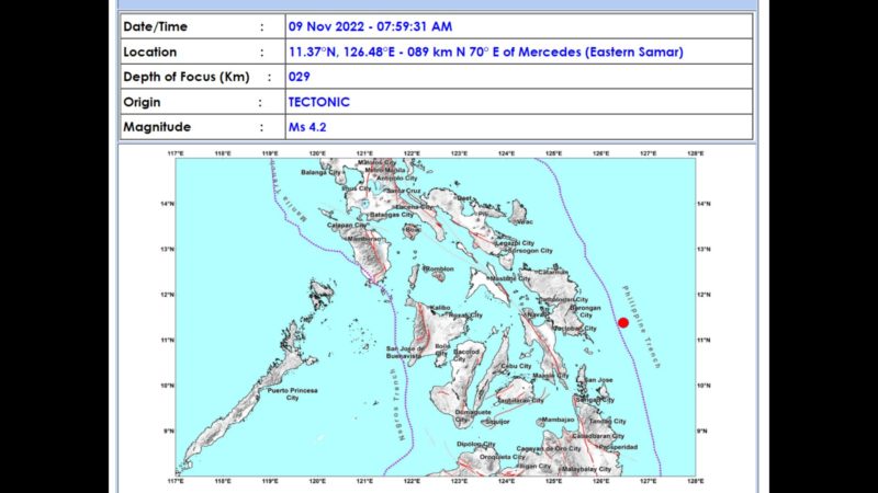 Magkasunod na pagyanig naitala sa Eastern Samar