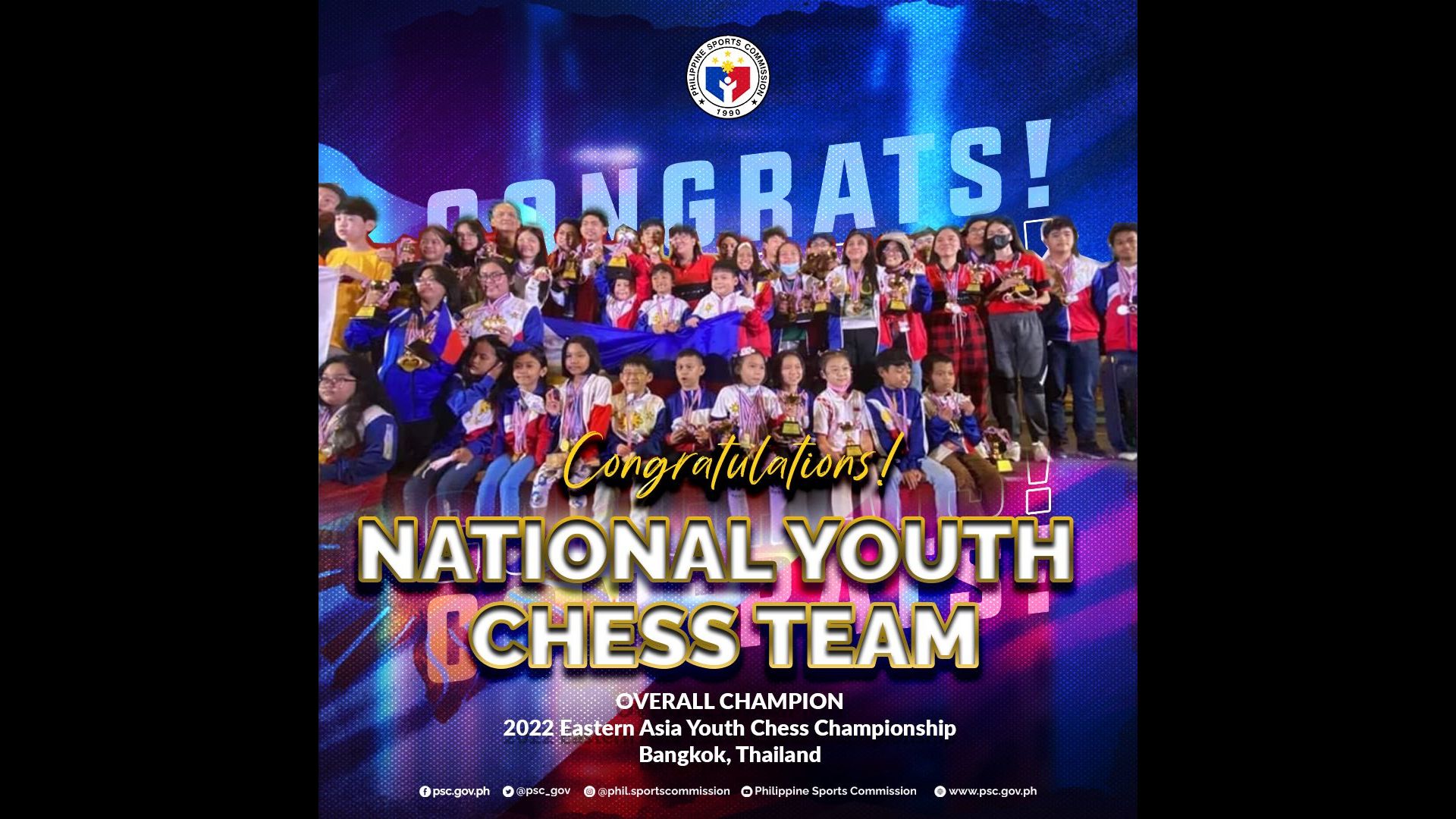 PH National Youth Chess Team itinanghal na kampeon sa 2022 Eastern Asia