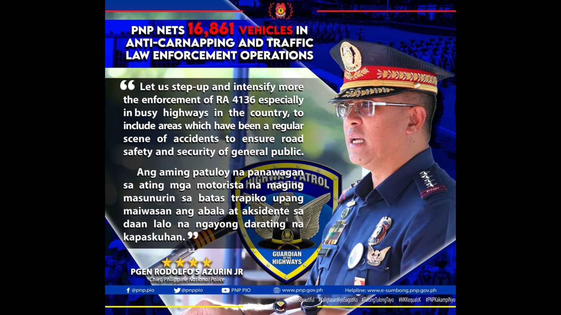 Halos 17,000 sasakyan nahuli sa mga ikinasang operasyon ng PNP-HPG sa nakalipas na apat na buwan