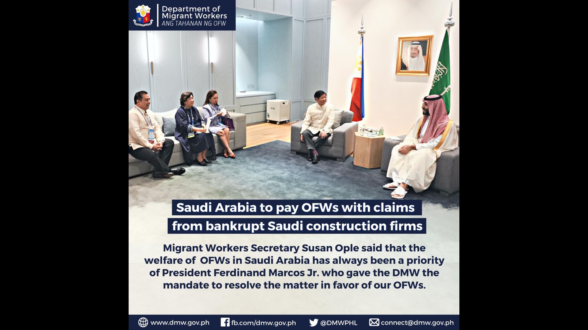 Saudi Govt. babayaran ang nasa 10,000 OFWs na trabahador mga construction firms na nagdeklara ng bankruptcy